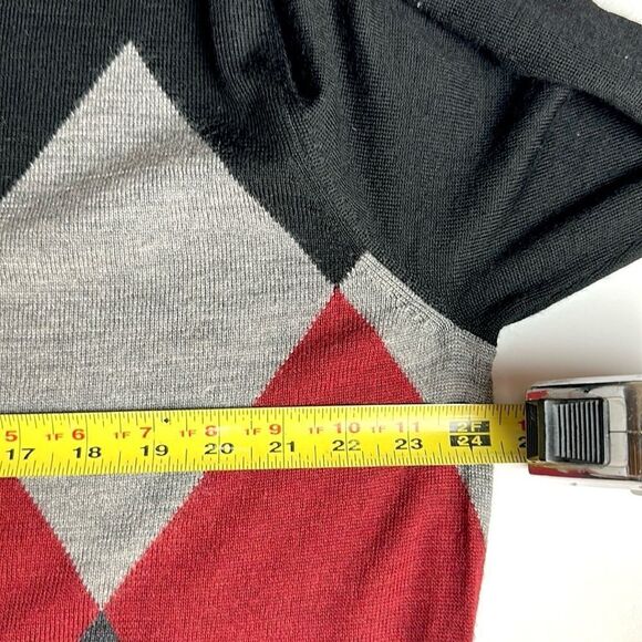 Kenneth Roberts Platinum Merino Wool Sweater Black Argyle V-neck Men’s size XL - Picture 9 of 9